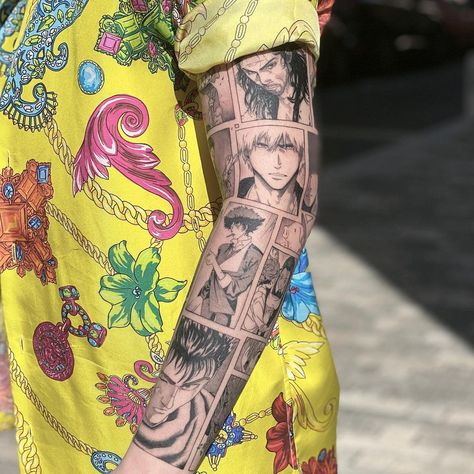 Le Mush (based in Lyon 🇫🇷) on Instagram: “Today I want to share again my first sleeve and favorite piece I did this summer. I took me around 35 hours on 6 days. It was so satisfying…” One Piece Tattoo Sleeve, Anime Sleeves, Panel Tattoos, Panel Tattoo, Anime Sleeve, Arm Sleeve Tattoo, Mangas Tattoo, Hero Tattoo, Inspo Tattoo