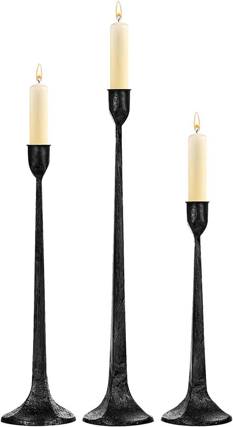 Amazon.com: Iron Taper Candle Holder Set of 3 - Decorative Tall Candle Stand, Candlestick Holder for Wedding, Dining Table, Party Decoration : Home & Kitchen Tall Candle Stands, Wedding Dining Table, Cast Iron Candle Holder, Wrought Iron Candle Holders, Iron Candle Holders, Wrought Iron Candle, Iron Candlesticks, Iron Candle Holder, Taper Candle Holder