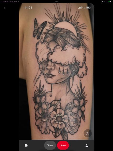 Tattoos With Faces, Feminine Face Tattoo, Flower Face Tattoo, Flower Head Tattoo, Save Me Tattoo, Ojo Tattoo, Swift Tattoo, Self-love Tattoo Ideas, Metal Health