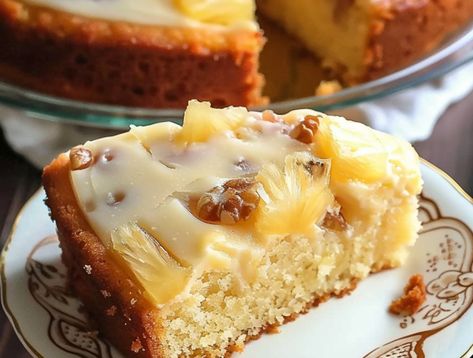 Easiest Pineapple Cake Pineapple Bake, Carrot Cake Cheesecake Recipe, Homemade Big Mac Sauce, Easy Pineapple Cake, Homemade Big Mac, Peach Pound Cakes, Easy Carrot Cake, Carrot Cake Cheesecake, Slow Cooker Lasagna