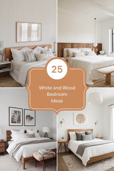 Create a serene and minimalist white wood bedroom aesthetic. Explore ideas for white wood bedroom decor, including white walls with wood accent pieces, wooden headboards, and light wood furniture. Discover white linens with wood-toned throw pillows for a calming space that blends clean simplicity with rustic charm. White Wood Bedroom Ideas, Wood Bedroom Aesthetic, White And Wood Bedroom Ideas, White And Wood Bedroom, Wood Bedroom Ideas, Light Wood Furniture, White And Silver Bedroom, White Bedside Lamps, Wooden Headboards