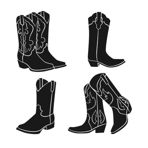 Cowboy Boots Illustration, Boot Illustration, Cowboy Embroidery, Silhouette Illustration, Big Project, Vector Hand, Funny Birthday Cards, Birthday Humor, Art Project