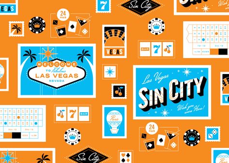 Las Vegas Illustration, Vegas Illustration, Dogs Talking, Wish You Here, Retro Lettering, Office Mural, Vintage Stores, Gambling Tattoo, Gambling Quotes