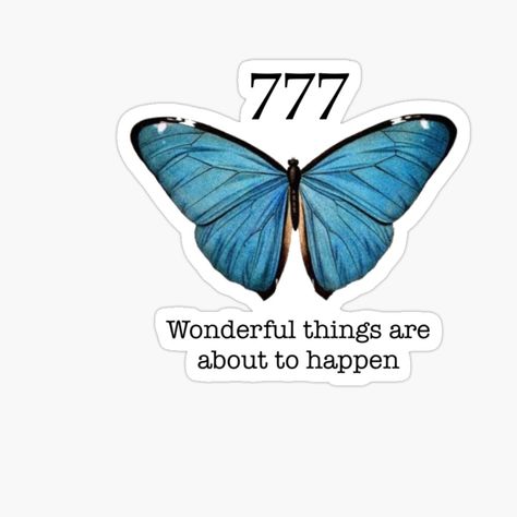 Get my art printed on awesome products. Support me at Redbubble #RBandME: https://www.redbubble.com/i/sticker/Angel-Number-777-Butterfly-Sticker-Wonderful-Things-Good-Luck-Positive-Affirmations-by-Inerink/144242274.EJUG5?asc=u 777 Butterfly, Angel Number Sticker, Affirmation Stickers, Angel Number 777, Bullet Journal Stickers, Angel Number, Spiritual Guidance, Journal Stickers, Wonderful Things