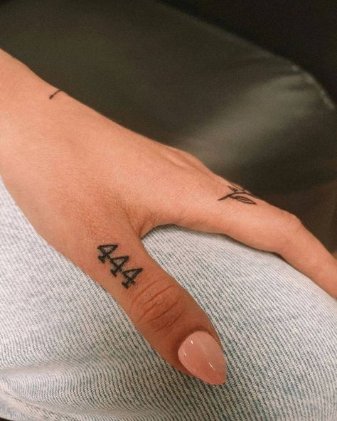 444 Finger Tattoo, Cute Tattoos With Meaning, 444 Tattoo, Couple Tattoos Unique, Omerta Tattoo, Tattoo Quotes For Women, Matching Couple Tattoos, Incredible Tattoos, Finger Tattoo