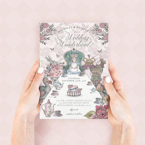 Original Alice In Wonderland, Wonderland Wedding Invitations, Royal Invitation, Fairytale Wedding Invitations, Dodo Bird, Wonderland Events, Alice In Wonderland Tea Party Birthday, Hunter Wedding, Wedding Invitation Trends