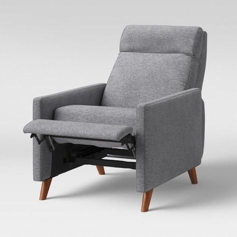 These modern reclining chairs take all the comfort of designs past and but it into sleek styles. Recliners In Living Room Small Spaces, Small Recliner Chairs, Best Recliner Chair, Modern Recliner Chairs, Small Chair For Bedroom, Indonesian Kebaya, Grey Recliner, Small Recliners, Unique Chairs Design