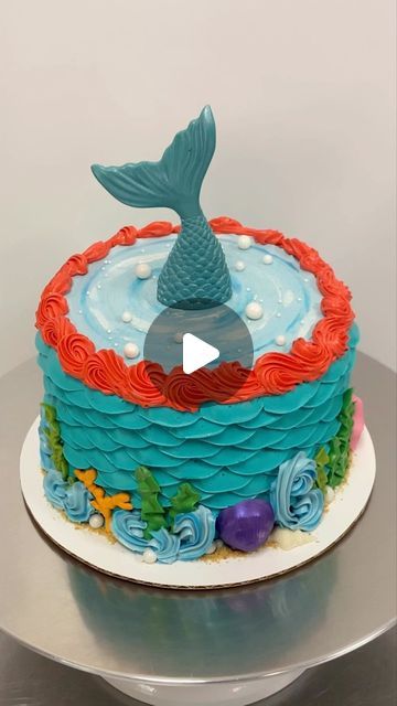 Under The Sea Cake, Sea Cake, S Cake, Birthday Mermaid, Cake Buttercream, 6 Cake, Blue Cakes, Sweet Birthday, Princess Ariel