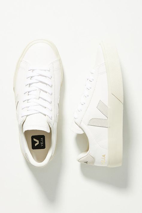 Campo Leather Sneakers Veja Women Sneakers, White Work Sneakers, Vejas Campo Sneaker, White Sneakers Women’s, Veja Shoes Outfit Women, Veja Campo Sneakers Outfit, White Leather Sneakers Woman, Women’s White Sneakers, Veja Sneakers Outfit Women