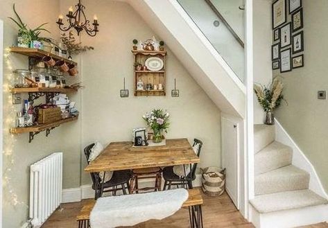 Small Terraced House Interior, Uk Small Terraced House Interiors, Terraced House Interior, Stairs Nook, Small Terraced House, Terrace House Interior, Stairs Living Room, Home Staircase, Staircase Living Room