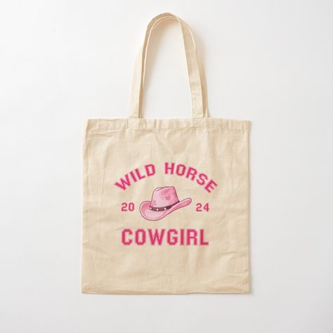 Get my art printed on awesome products. Support me at Redbubble #RBandME: https://www.redbubble.com/i/tote-bag/Pink-Wild-Horse-Cowgirl-2024-Western-Lifestyle-Design-by-MarianNieuw/156610769.P1QBH?asc=u Tote Bag Design Ideas, Western Tote Bags, Horse Tote Bag, Design Totebag, Pink Cowboy Hat, Cowboy Design, Design Tote Bag, Western Lifestyle, Wild Horse