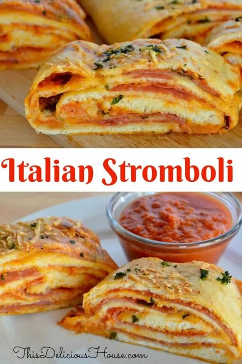 Stromboli Roll, Salami Stromboli, Italian Stromboli Recipe, Italian Breads, Italian Mozzarella, Italian Stromboli, Calzone Recipes, Stromboli Recipe Easy, Easy Italian Meatballs