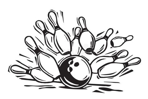 Bowling. Vector drawing of bowling strike royalty free illustration White Space Design, Black And White Google, Drawing Tutorials For Beginners, Shirt Logo Design, Art Journal Therapy, Christmas Fonts, Tattoo Art Drawings, Clipart Black And White, Free Illustration