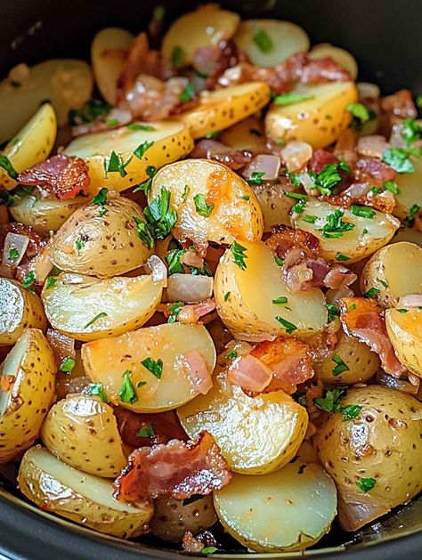 Looking to elevate your next cookout? This authentic German potato salad combines crispy bacon, tender potatoes, and a tangy vinegar dressing that will have your guests reaching for seconds. What Makes German Potato Salad Special? Potato Salad With Raisins, Healthy German Potato Salad, Easy German Potato Salad Recipe, Country Potato Salad, Salads With Potatoes, Amish Side Dishes, Best Potatoes For Potato Salad, Crockpot German Potato Salad, Red White And Blue Potato Salad