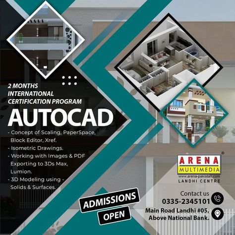 This ability to work in different fields has made AutoCAD transcend its traditional use in the world of architecture and engineering.
Alternative Days: Tuesday | Thursday and Saturday
Monday | Wednesday | Friday
𝐍𝐞𝐰 𝐒𝐞𝐬𝐬𝐢𝐨𝐧 𝐒𝐭𝐚𝐫𝐭𝐬 𝐍𝐨𝐰.
𝗔𝗿𝗲𝗻𝗮 𝗠𝘂𝗹𝘁𝗶𝗺𝗲𝗱𝗶𝗮 𝗟𝗮𝗻𝗱𝗵𝗶
𝙁𝙤𝙧 𝘿𝙚𝙢𝙤 𝘾𝙡𝙖𝙨𝙨 𝙁𝙧𝙚𝙚 𝙍𝙚𝙜𝙞𝙨𝙩𝙧𝙖𝙩𝙞𝙤𝙣 𝙤𝙣 𝙬𝙝𝙖𝙩’𝙨 𝙖𝙥𝙥
𝟬𝟯𝟯𝟱𝟮𝟯𝟰𝟱𝟭𝟬𝟭 | 𝟬𝟮𝟭𝟯-𝟱𝟬𝟯𝟯𝟯𝟮𝟮 Isometric Drawing, Drawing Course, Brown Hair Balayage, Hair Balayage, Autocad Drawing, Training Courses, 2 Months, Autocad, Cute Couple Videos