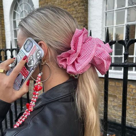 Oversized Scrunchie, Large Coquette Embroidered Colourful Checked Scrunchie, Lace Frilly Hair Tie, French Style Hair Loop, Design Hair, Dress Women Elegant, Small Design, Women's Headwear, Hair Scrunchies, Lace Hair, Red Gingham, Headband Styles