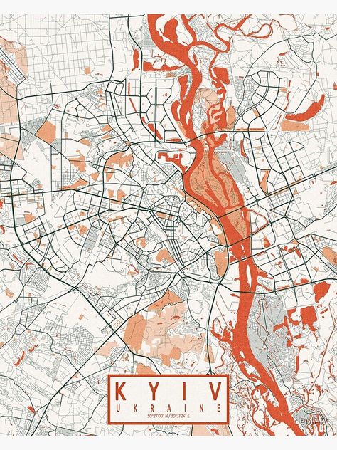 "Kyiv City Map of Ukraine - Bohemian" Poster for Sale by deMAP | Redbubble Urban Design Graphics Illustration, Map Illustration Design Graphics, City Illustration Design, Subway Map Design, Maps Illustration Design, Bohemian Poster, Cartography Art, Map Collage, City Maps Design