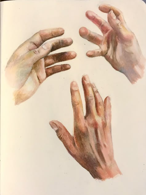 How to draw hands! Colored Pencil Hand Drawing, Hand Drawing Watercolor, Watercolor Hands Tutorial, Hand Reference Painting, Hand Drawing Colored Pencil, How To Paint Hands Acrylic, Realistic Hands Drawing, How To Paint Hands, Painting Of Hands Acrylic