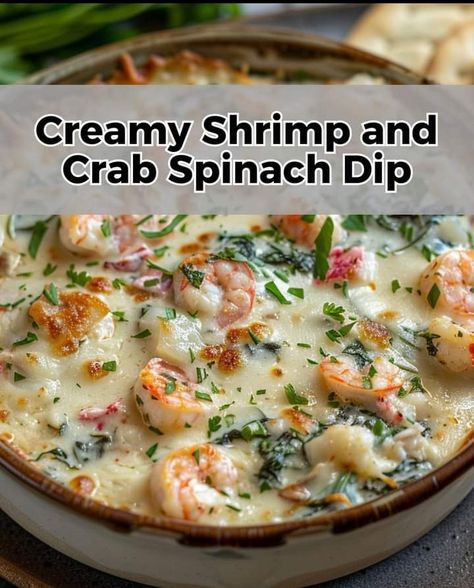 Crab Spinach Dip, Shrimp And Crab Dip, Seafood Dip, Creamy Shrimp, Crab Dip, Dip Recipes Easy, Crab Recipes, Spinach Dip, How To Cook Shrimp