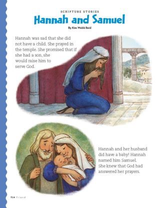 Hannah and Samuel Hannah And Samuel, Samuel Page, Ten Commandments Kids, Hannah Bible, Samuel Bible, Friend Magazine, Lds Clipart, Kids Sunday School Lessons, Primary Ideas