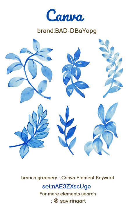 Blue Leaf watercolor  Canva Element #outlinee Blue Canva Elements, Canva Keywords Elements, Canva Free Elements, Children's Book Layout, Canva Keywords, Canva Frames, Leaf Watercolor, Elements Canva, Keyword Elements Canva