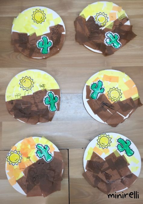 Desert Art For Preschoolers, Desert Craft Ideas, Desert Animals Activities For Preschool, Habitat Crafts For Toddlers, Western Preschool Theme, Desert Habitat Preschool, Desert Habitat Activities, Habitat Crafts Preschool, Desert Art Preschool