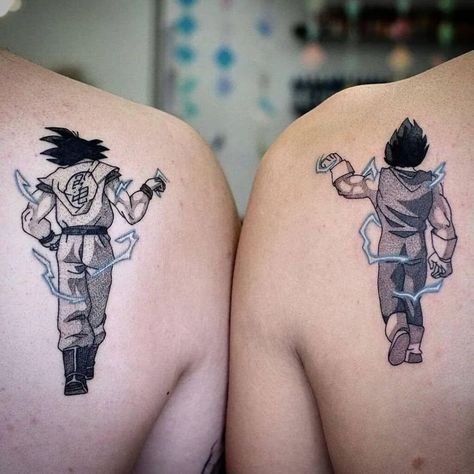 Bro Tattoos, Anime Tattoo Ideas, Dbz Tattoo, Maching Tattoos, Brother Tattoos, Z Tattoo, Dragon Ball Tattoo, One Piece Tattoos, Geek Tattoo