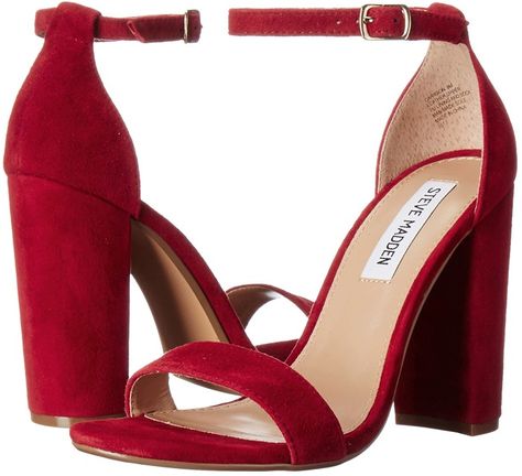 Steve Madden Carrson Dark Red Dark Red High Heels, Heels Ankle Straps, Lined Shoes, Thick Heel Shoes, Shoes Chunky, Wrap Shoes, Chunky Heel Shoes, Jimmy Choo Heels, Prom Heels