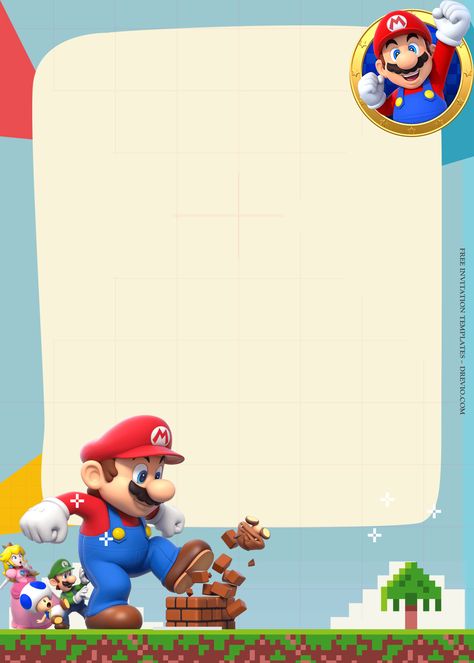 Cool 10+ Super Mario Bros Adventure Birthday Invitation Templates An adventure with Mario and friends will always be the most enjoyable experience. Did you know that Super Mario Bros. will have their own movie this year? Wow, that must be great news for all the Supe... Super Mario Invitation Template, Super Mario Card Birthday, Super Mario Template, Mario Cards Birthdays, Mario Invitations Printable Free, Mario Bros Invitations Template, Super Mario Invitations Free Template, Super Mario Bros Invitations, Mario Invitation Template