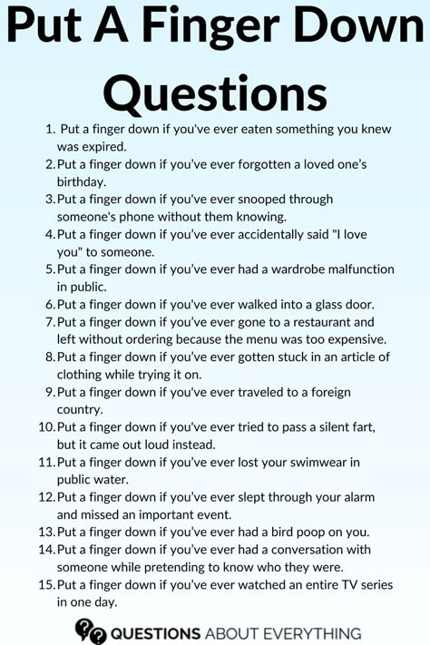 A list of the best put a finger down questions Night Out Games Friends, Ideas For Games With Friends, Risky Games To Play With Friends, Put A Finger Down Questions Girl Edition, Put Your Fingers Down Questions, Games To Play On The Phone With Friends, Pit A Finger Down Questions, Games You Can Play With Friends, Game Ideas To Play With Friends