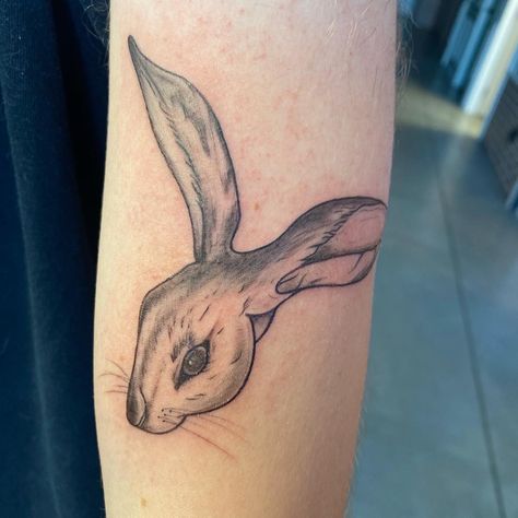 Bunny Head Tattoo, Rabbit Head Tattoo, Head Tattoo, Rabbit Tattoos, Rabbit Head, Kawaii Tattoo, Bunny Head, Spooky Tattoos, Head Tattoos