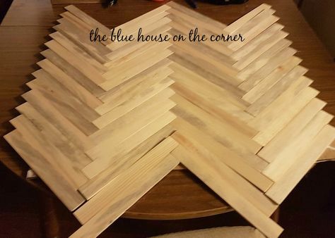 Paint Stir stick Herringbone headboard! Paint Stick Headboard, Herringbone Headboard, Diy Wood Headboard, Headboard Diy, Paint Stir Sticks, Paint Sticks, Herringbone Wood, Head Board, Diy Headboards