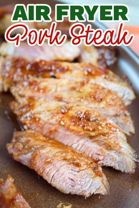 Air Fryer Pork Steaks Recipes, Airfryer Pork Steak, Pork Loin Steak Recipes Simple, Pork Steak In Air Fryer, Air Fryer Pork Steaks, Pork Steaks In Air Fryer, Baked Pork Steak Recipes, Pork Loin Steaks In Air Fryer, Pork Loin Steak Recipes Air Fryer