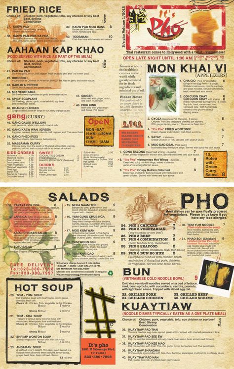 Vietnamese Restaurant To Go Menu Design and Printing. www.inprintla.net Thai Restaurant Menu, Vietnam Restaurant, Restaurant Graphics, Thai Menu, Pho Restaurant, Vietnamese Street Food, Template Images, Menu Layout, Recipe Drawing