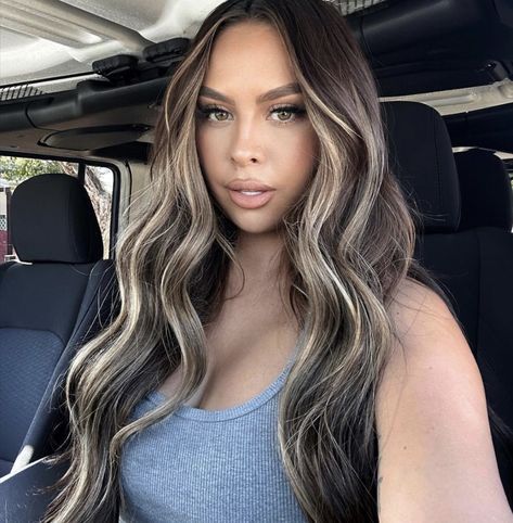 Brunette Hair With Blonde, Blonde Money Piece, Ash Blonde Hair Balayage, Money Pieces, Highlight Ideas, Blonde Highlights On Dark Hair, Black Hair Balayage, Brown Hair Looks, Brown Hair Inspo