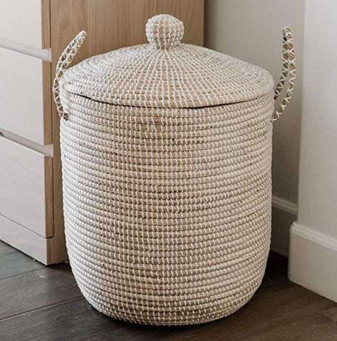 Jolie Market Paris Wicker Laundry Hamper - Bohemian Seagrass Laundry Hamper Basket- Storage Bin, Home Decor, Portable, 100% Eco-Friendly (Large) : Baby Small Entryway Bench, Wicker Basket With Lid, Wicker Laundry Hamper, Reclaimed Wood Benches, Large Laundry Basket, Wicker Hamper, Entryway Shoe Storage, Entryway Table Decor, Small Entryways