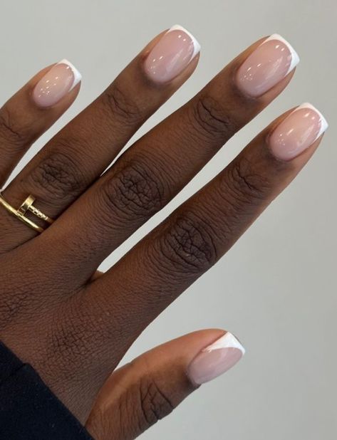 French Nails On Black Women, French Manicure Dark Skin, French Nails Dark Skin, French Nails Black Women, Natural Nails With Design, Nude Nails Black Women, French Manicure Short Nails, Minimalist Manicure, Bridesmaid Nails