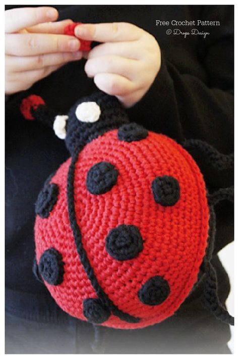 Crochet Francis Ladybug Amigurumi Free Patterns Crochet Ladybug, Knitting Bag Pattern, Bag Pattern Free, Crochet Pillow, Amigurumi Free Pattern, Crochet For Kids, Drops Design, Crochet Hat, Crochet Gifts