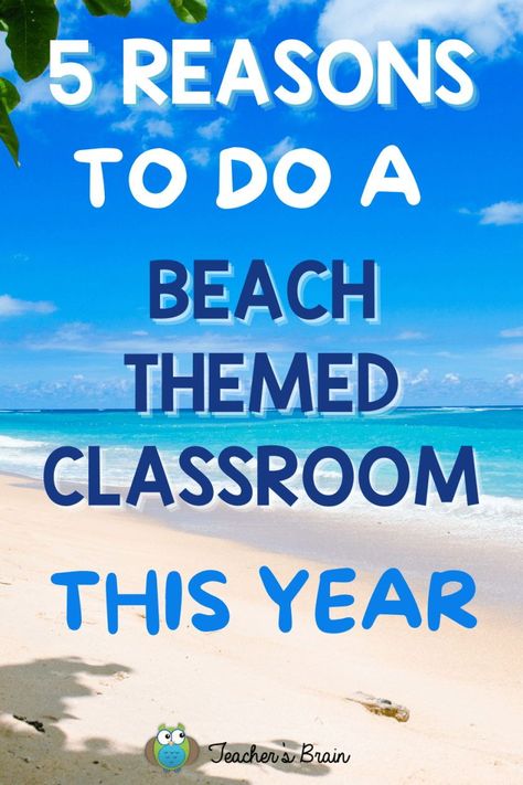 Looking for classroom theme ideas for your elementary classroom that will get your students excited to come to class? You’re in the right place! Classroom decorating themes make it fun to come to school, especially at the beginning of the year when students are likely to be a little more nervous than usual. There are many amazing themes to choose from, here's why I believe that beach themed classroom decor is best! Classroom Beach Decor, Classroom Decorating Themes, Beach Themed Classroom, Theme Third Grade, Classroom Theme Ideas, Beach Theme Classroom, Classroom Decor Ideas, Classroom Decor Middle, Themed Classroom Decor