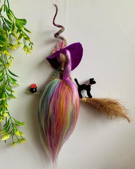 More flying witches #witches #pagan #greenwitch #hedgewitch #spells #woollywitches #woolwitch #felt #magic #gifts #handmade #needlefelted #wool #pagan #halloween #witchdecor #decorations #fimoclsy #fimosculpture #crafts #ukbased #whitewitch #witchdoll #handmadedolls #needlefelting #woollywitches #woollywitch Pagan Halloween, Flying Witch, Hedge Witch, Witch Doll, White Witch, Witch Decor, Witch House, Green Witch, Felt Art