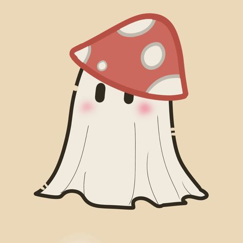 Matching Widgets, Halloween Mushrooms, Spooky Cottagecore, Ghost Pfp, Mushroom Ghost, Mushroom Pics, Halloween Pfps, Illustration Moodboard, Cute Animals Pictures