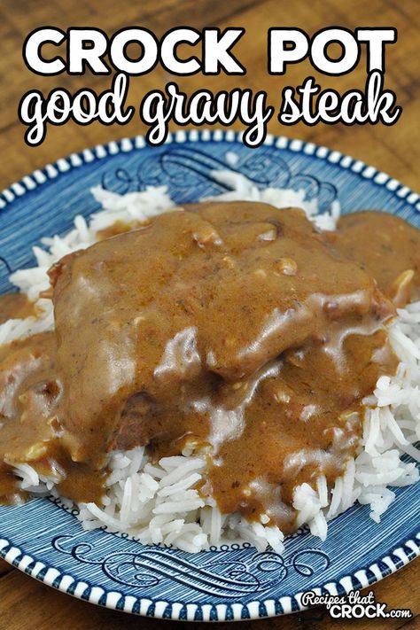 This Good Gravy Crock Pot Steak is a dump and go recipe that gives you a flavorful gravy and tender steak. It is melt in your mouth good! Crock Pot Steak, Cube Steak Crock Pot Recipes, Best Gravy Recipe, Steak And Gravy, Cube Steak And Gravy, Crockpot Cube Steak, Crockpot Steak, Slow Cooker Steak, Good Gravy