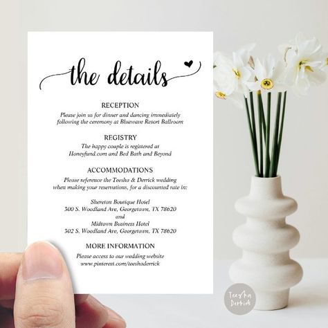 Wedding Details, Rustic Script  Enclosure Card Registry Wedding, Font Lettering, Wedding Details Card, Wedding Enclosure Cards, Party Details, Micro Wedding, Shop Wedding, Fathers Day Cards, Wedding Website