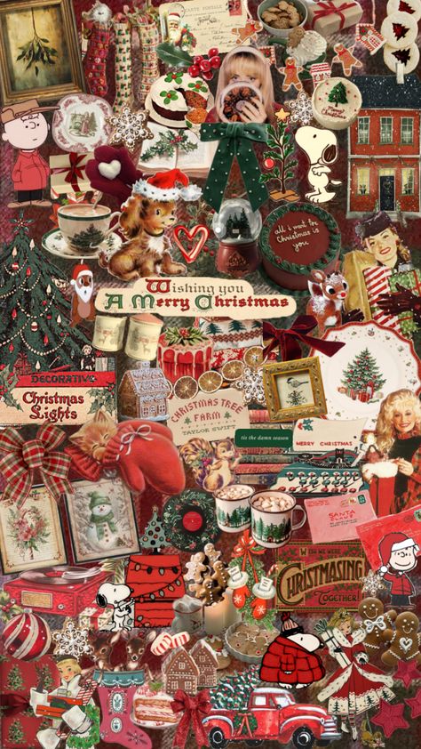 christmas #vintage #vintagechristmas #Christmas #holidays Vintage Christmas Collage, Vintage Christmas Wallpapers, Vintage Santa Wallpaper, Vintage Christmas Aesthetic Wallpaper, Cozy Vintage Christmas, Vintage Christmas Wallpaper, Vintage Christmas Background, Christmas Collages, Vintage Christmas Aesthetic