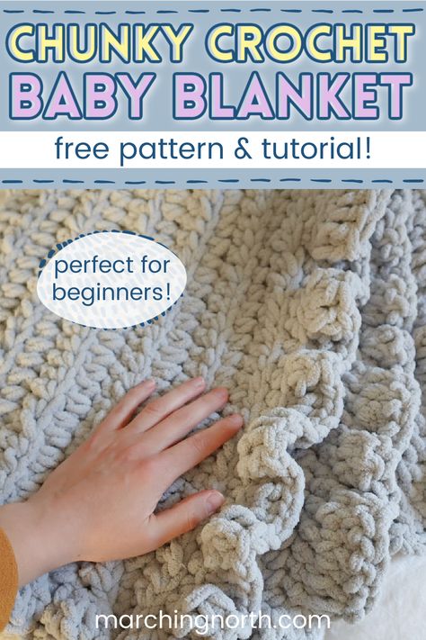 Fuzzy Baby Blanket Crochet Pattern, Free Chunky Baby Blanket Crochet Patterns, How To Crochet A Blanket With Thick Yarn, Kids Blanket Crochet, Chunky Yarn Crochet Pattern Free, Chunky Baby Blanket Crochet Pattern, Crochet Baby Blanket For Beginners, Chunky Crochet Baby Blanket, Bulky Yarn Crochet