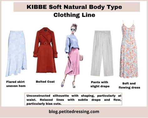 Kibbe Soft Natural Body Type: the Complete Guide Kibbe Soft Natural Neckline, Soft Natural Purses Kibbe, Skirts For Soft Natural, Soft Natural Kibbe Fabrics, Soft Natural Kibbe Boots, Soft Natural Jackets, Soft Natural Bags Kibbe, Midsize Soft Natural, Soft Natural Neckline