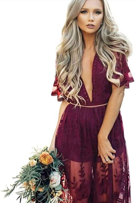 Eleter Women's Deep V-Neck Lace Romper Short Sleeve Long Dress Short Sleeve Long Dress, Very Short Dress, Sleeve Long Dress, Photoshoot Dress, Rockabilly Dress, Long Sleeve Short Dress, Cosplay Dress, Lace Romper, Lace Maxi