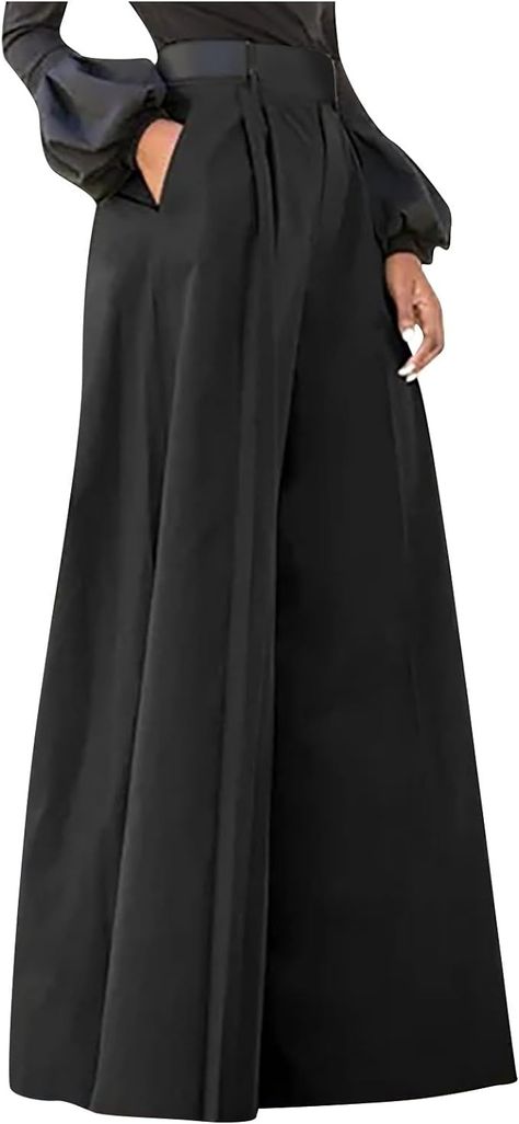 Women Wide Leg Pants High Waist Solid Color Trousers Long Palazzo Breathable Trendy Pants Elastic Waisted Baggy Pants at Amazon Women’s Clothing store Women Wide Leg Pants, Color Office, Trendy Pants, Office Pants, Casual Wide Leg Pants, Baggy Pants, Baggy Pant, Amazon Women, High Waisted Pants