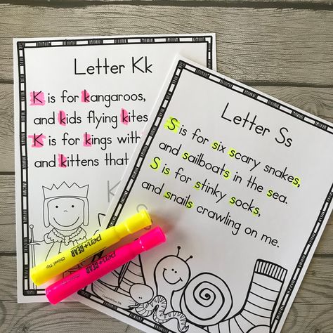 Alphabet Poems for Shared Reading | Mrs. McGinnis' Little Zizzers Pre K Letter Crafts, Abc Poems Alphabet, Free Alphabet Poems, Letter Poems Preschool, Alphabet Poems For Each Letter Free, Letter K Crafts For Kindergarten, Alphabet Poems For Each Letter, Abc Poem, Poems For Kindergarten