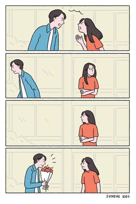 Sundae Kids, Relationship Comics, Love Cartoon Couple, Cute Couple Comics, Couples Comics, Cartoons Love, Couple Illustration, Cute Love Stories, Short Comics